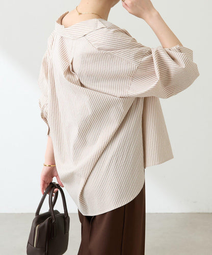 【可改變領口設計】領口褶皺襯衫