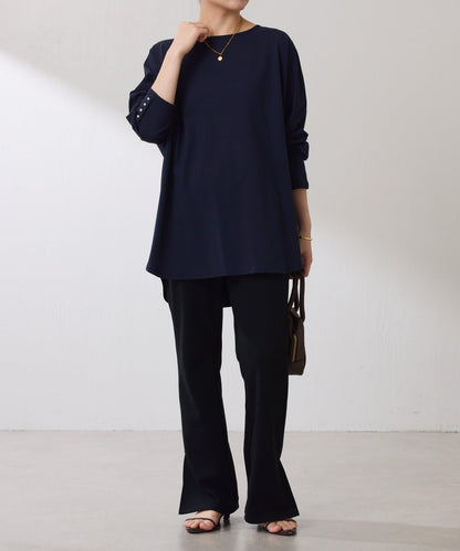 【冰感/彈性】袖釦圓領T恤