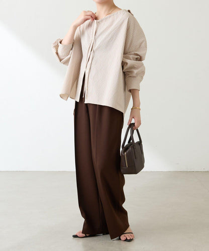 【可改變領口設計】領口褶皺襯衫