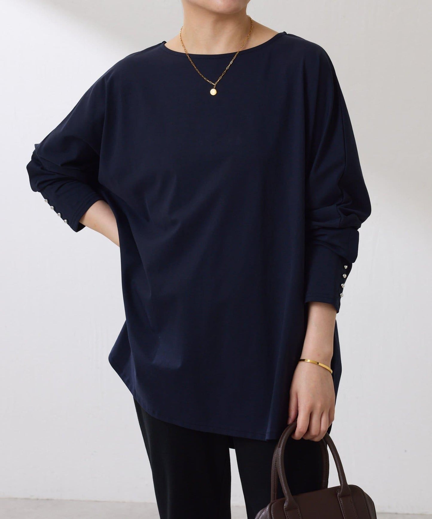 【冰感/彈性】袖釦圓領T恤