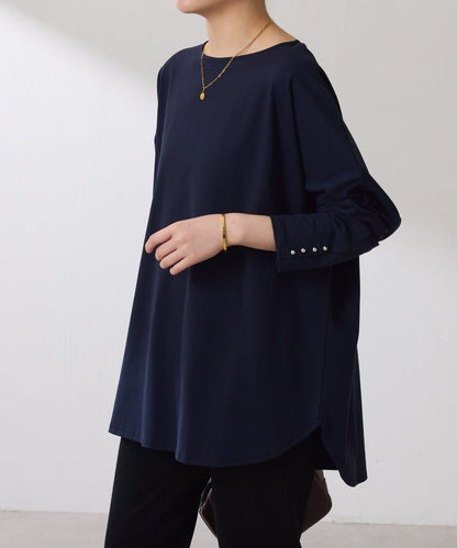 【冰感/彈性】袖釦圓領T恤