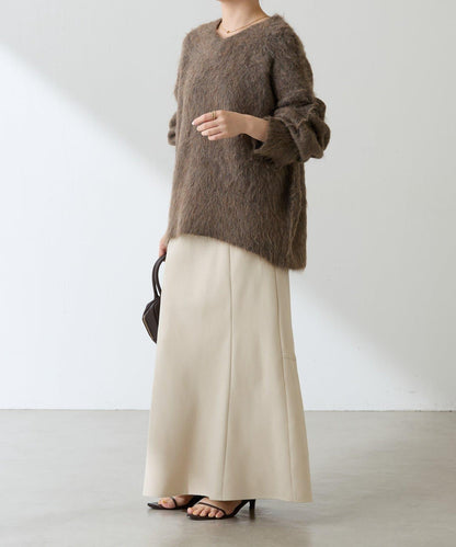 羊駝混紡V領針織衫