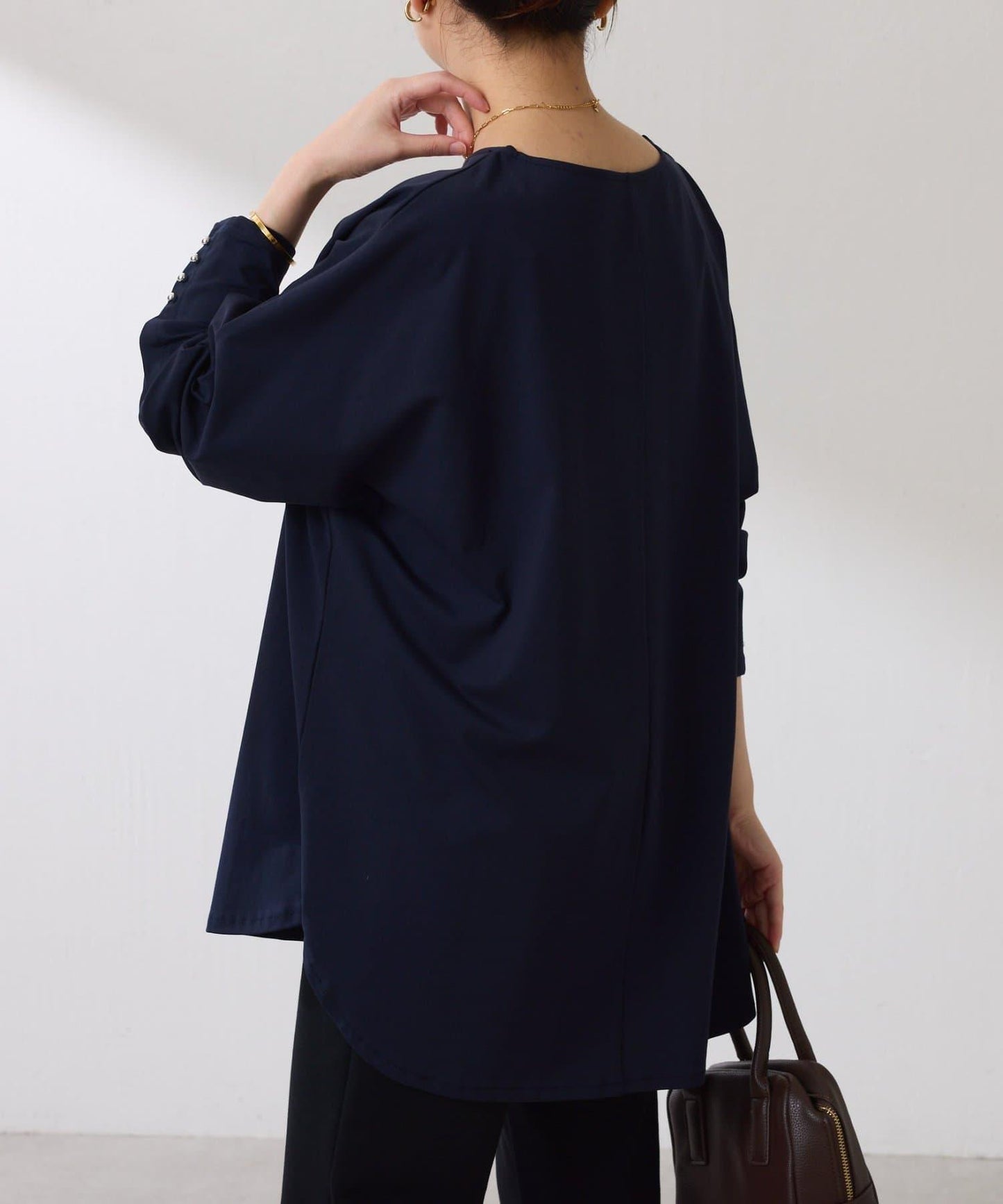 【冰感/彈性】袖釦圓領T恤