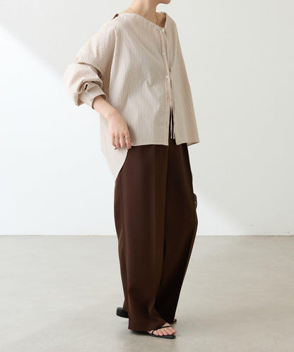 【可改變領口設計】領口褶皺襯衫