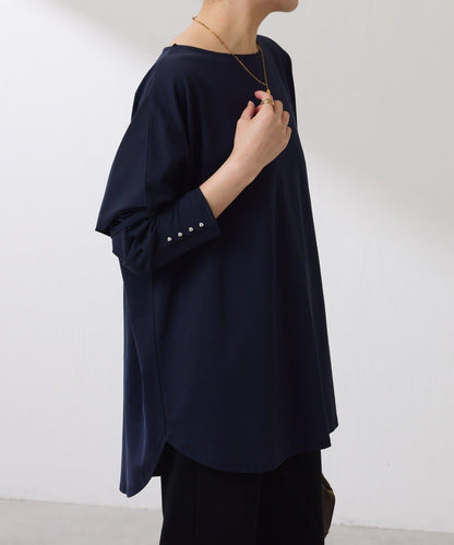 【冰感/彈性】袖釦圓領T恤