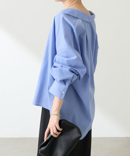 【可改變領口設計】領口褶皺襯衫