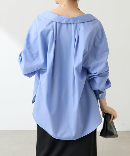 【可改變領口設計】領口褶皺襯衫