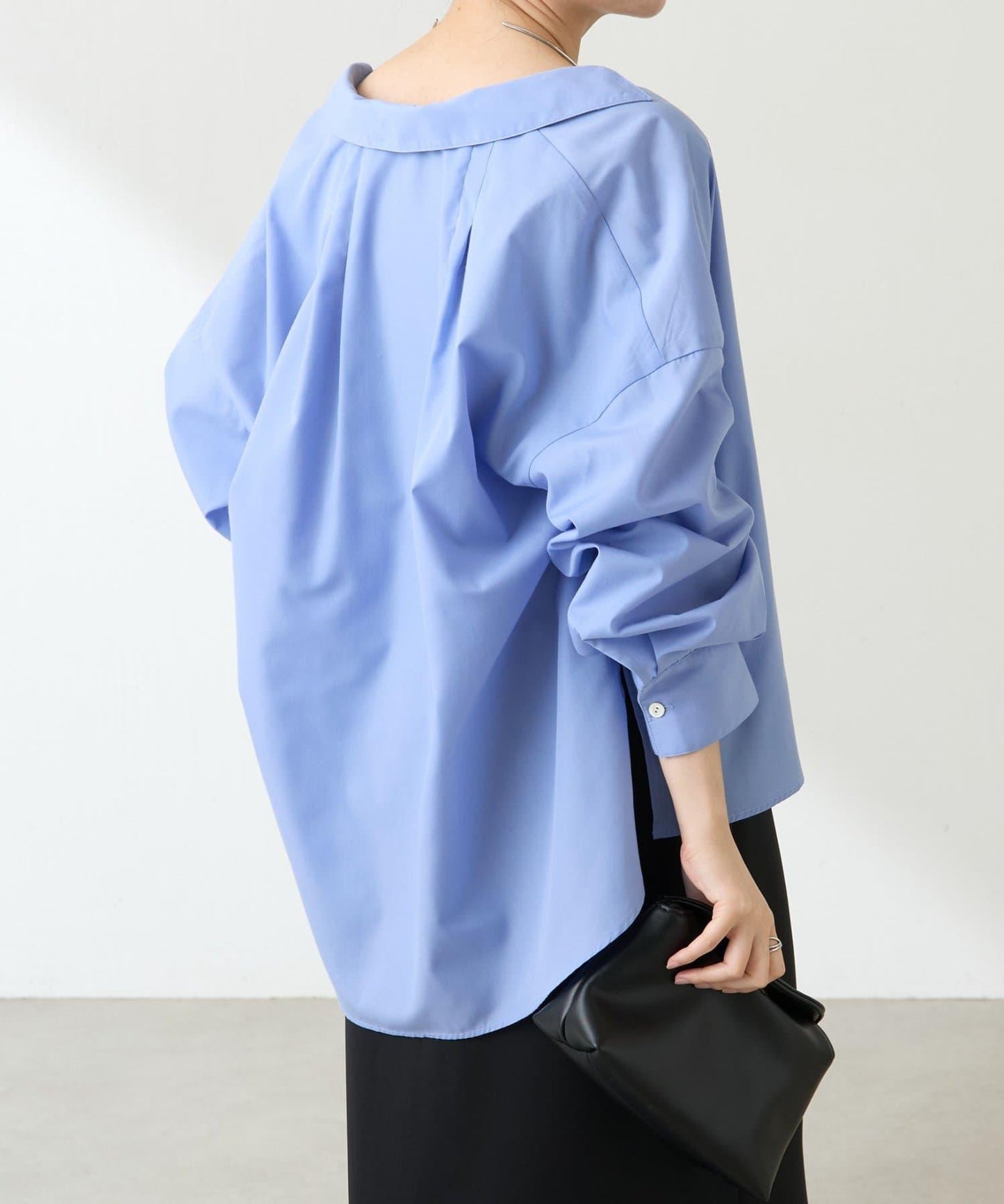 【可改變領口設計】領口褶皺襯衫