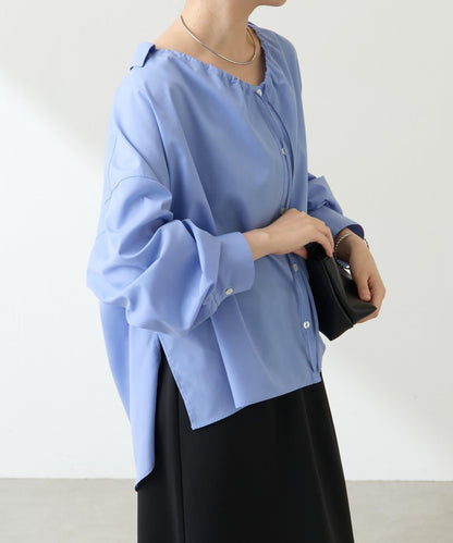 【可改變領口設計】領口褶皺襯衫