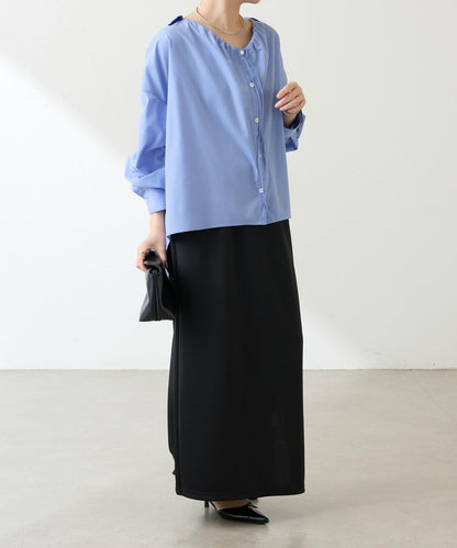 【可改變領口設計】領口褶皺襯衫