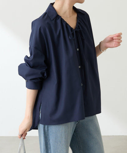 【可改變領口設計】領口褶皺襯衫