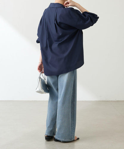 【可改變領口設計】領口褶皺襯衫