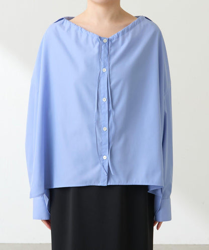 【可改變領口設計】領口褶皺襯衫