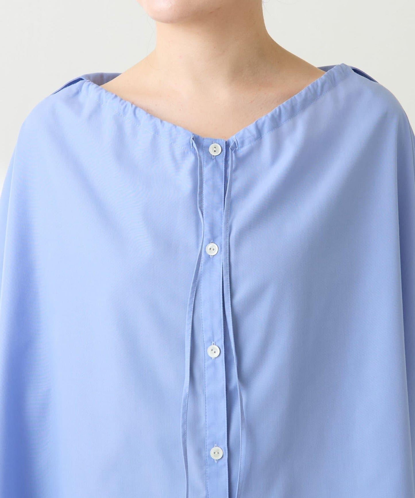 【可改變領口設計】領口褶皺襯衫