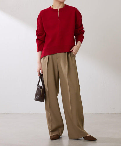 【復古/修飾腿部線條】羊毛感折褶褲/卡塞特服