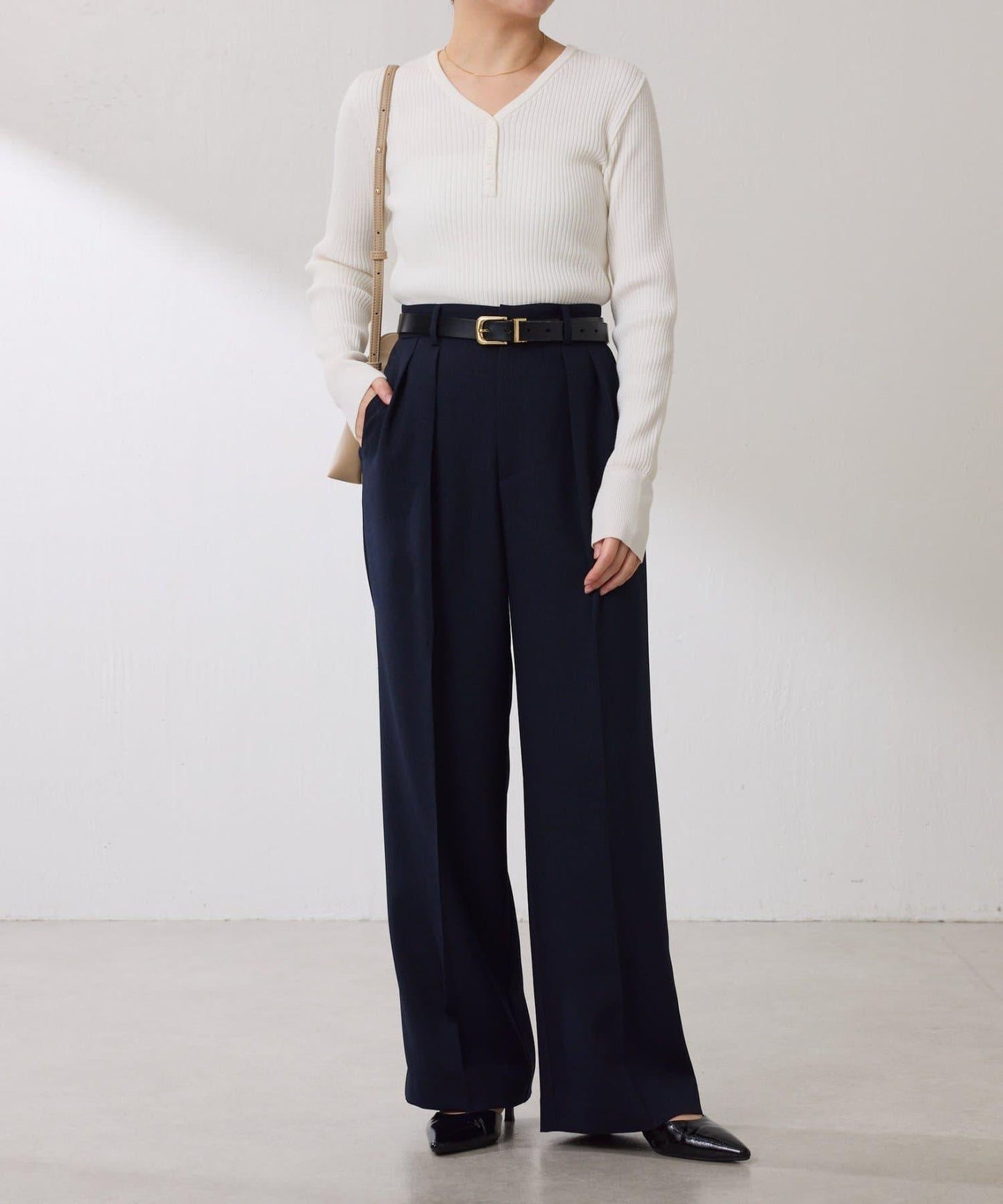 【復古/修飾腿部線條】羊毛感折褶褲/卡塞特服