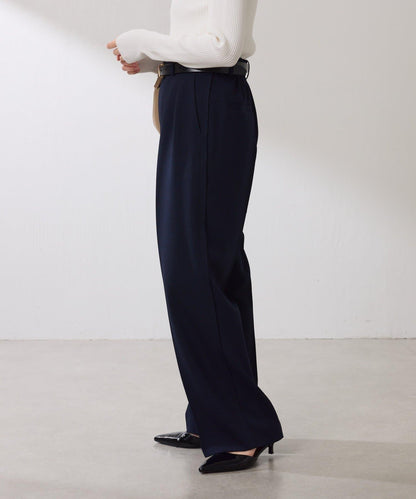 【復古/修飾腿部線條】羊毛感折褶褲/卡塞特服