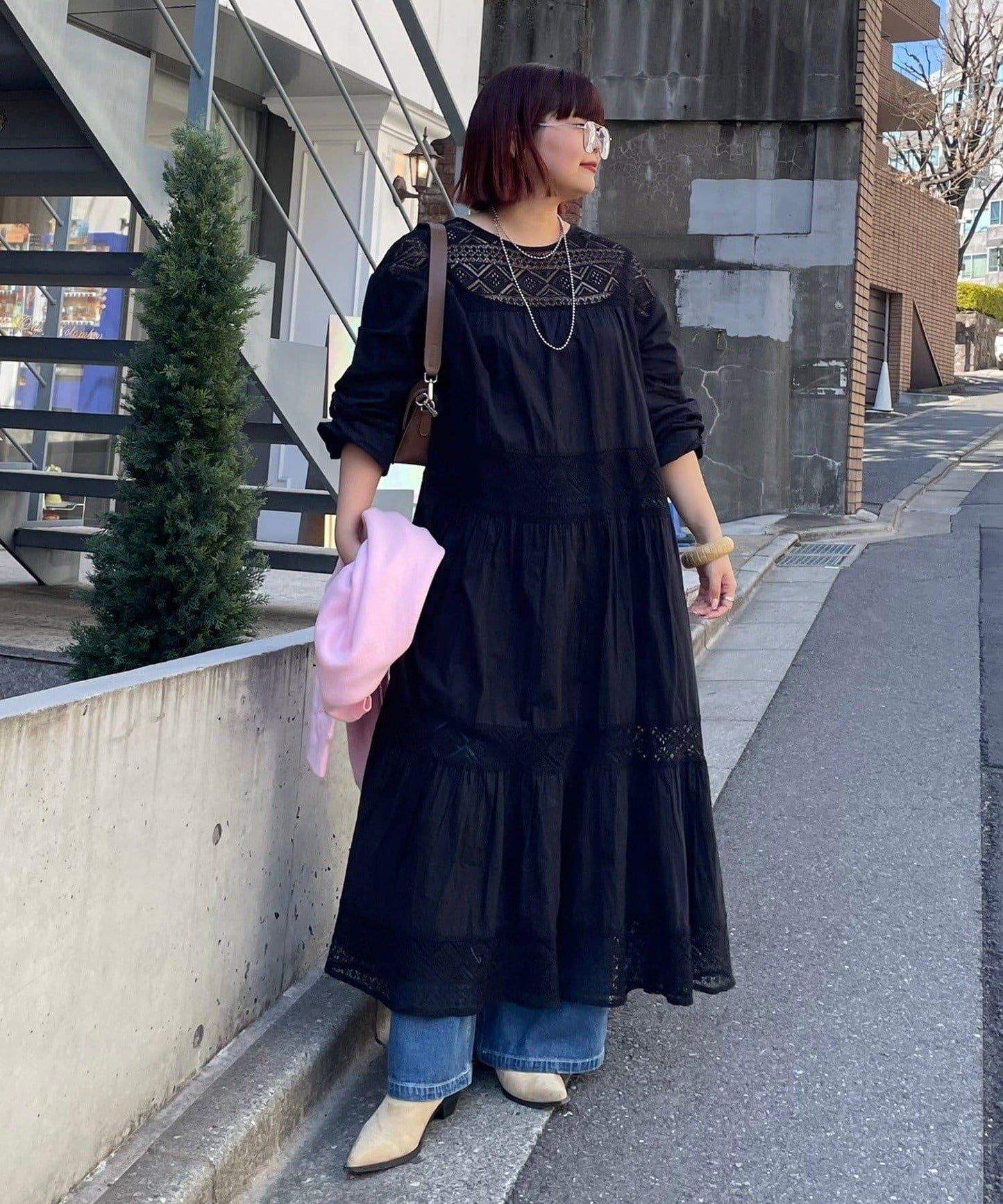 【nane】【印度系列】蕾絲拼接長款連衣裙