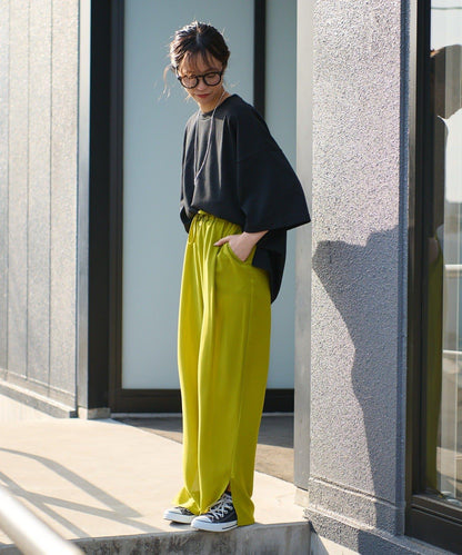 【男女通用】平紋高計數側開叉寬鬆T恤