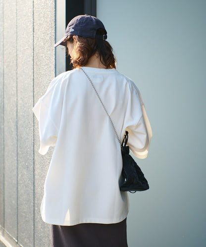 【男女通用】平紋高計數側開叉寬鬆T恤