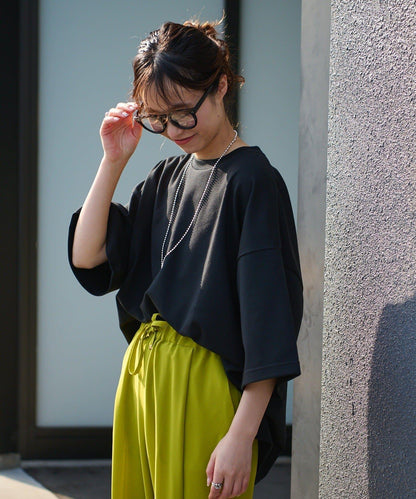 【男女通用】平紋高計數側開叉寬鬆T恤