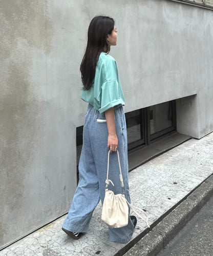 【男女通用】平紋高計數側開叉寬鬆T恤