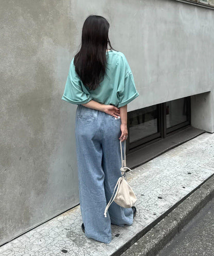 【男女通用】平紋高計數側開叉寬鬆T恤