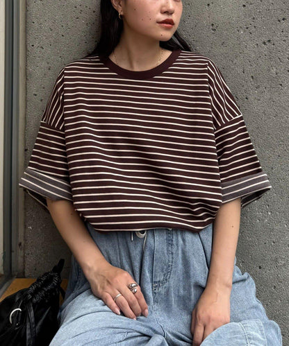 【男女通用】平紋高計數側開叉寬鬆T恤