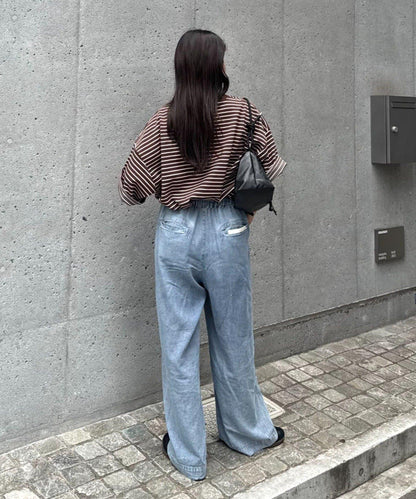 【男女通用】平紋高計數側開叉寬鬆T恤