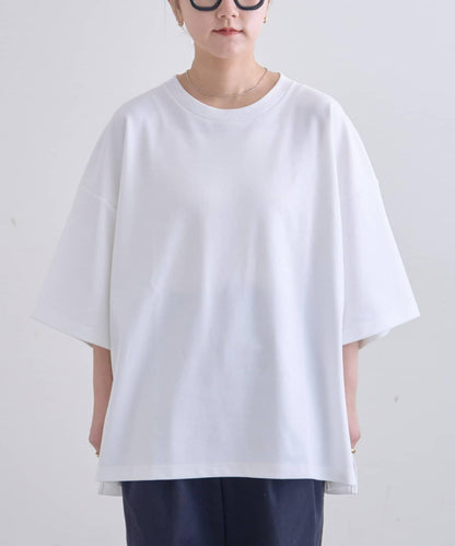 【男女通用】平紋高計數側開叉寬鬆T恤