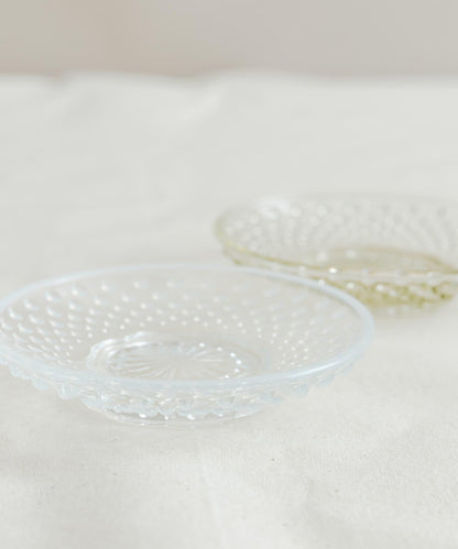 廣田硝子 雨滴紋豆皿 白色