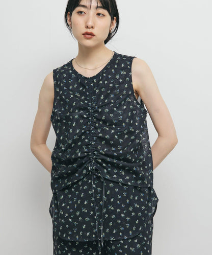 花卉印花網紗上衣