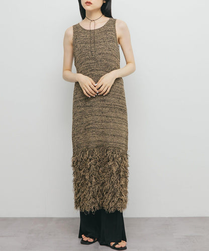 流蘇針織連衣裙