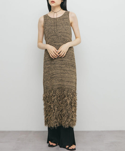 流蘇針織連衣裙