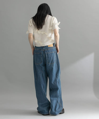 襯衫領蝴蝶結針織衫