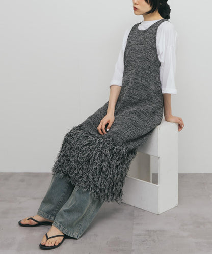 流蘇針織連衣裙