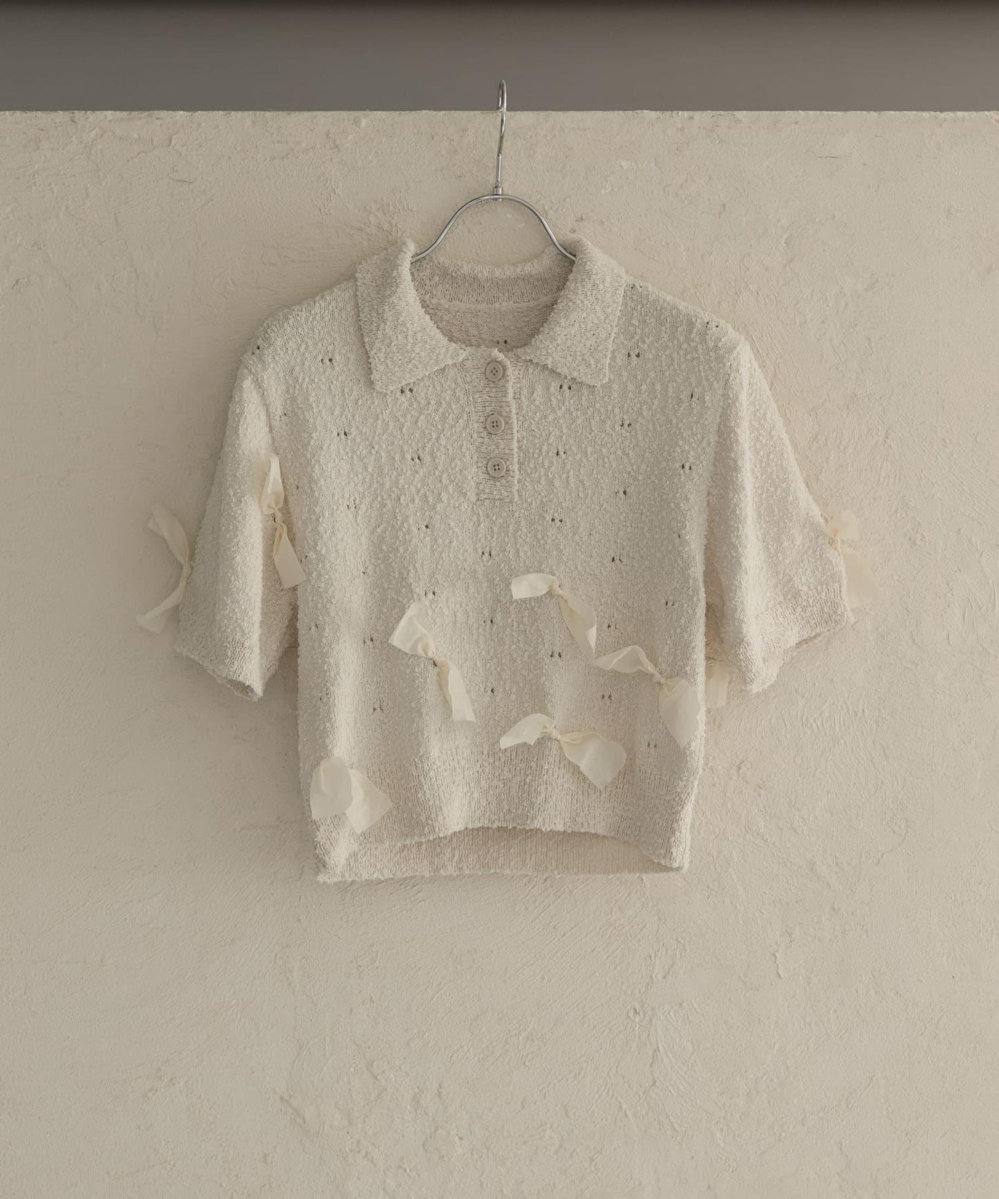 襯衫領蝴蝶結針織衫