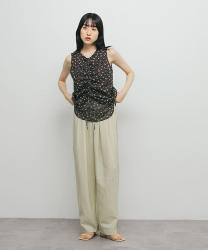 花卉印花網紗上衣