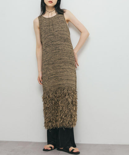 流蘇針織連衣裙