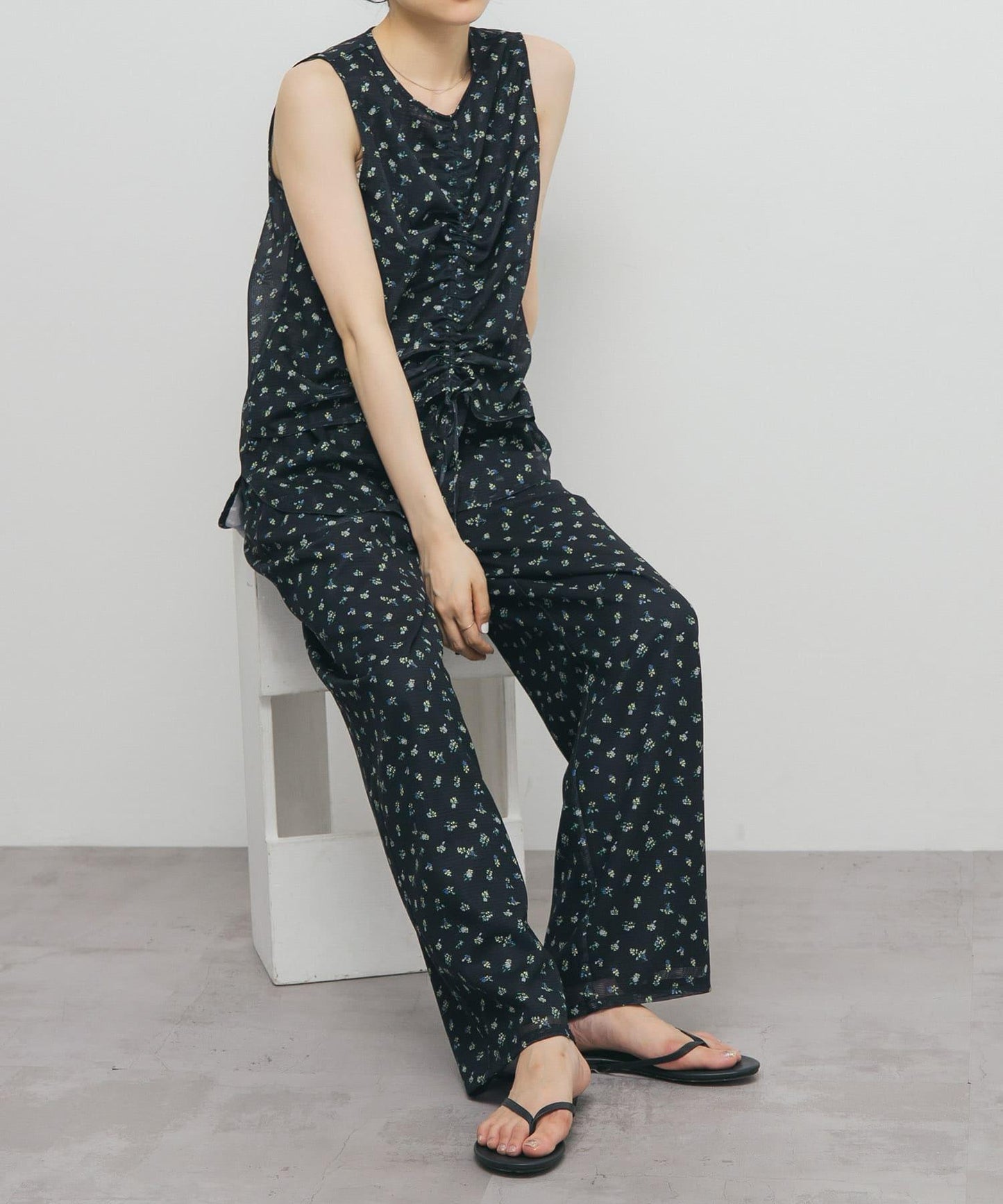 花卉印花網紗褲