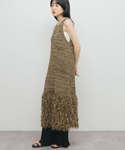 流蘇針織連衣裙