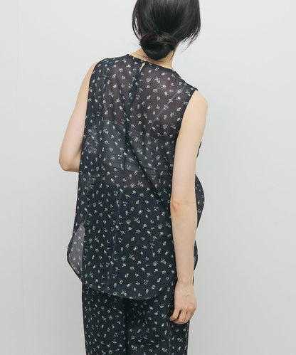 花卉印花網紗上衣