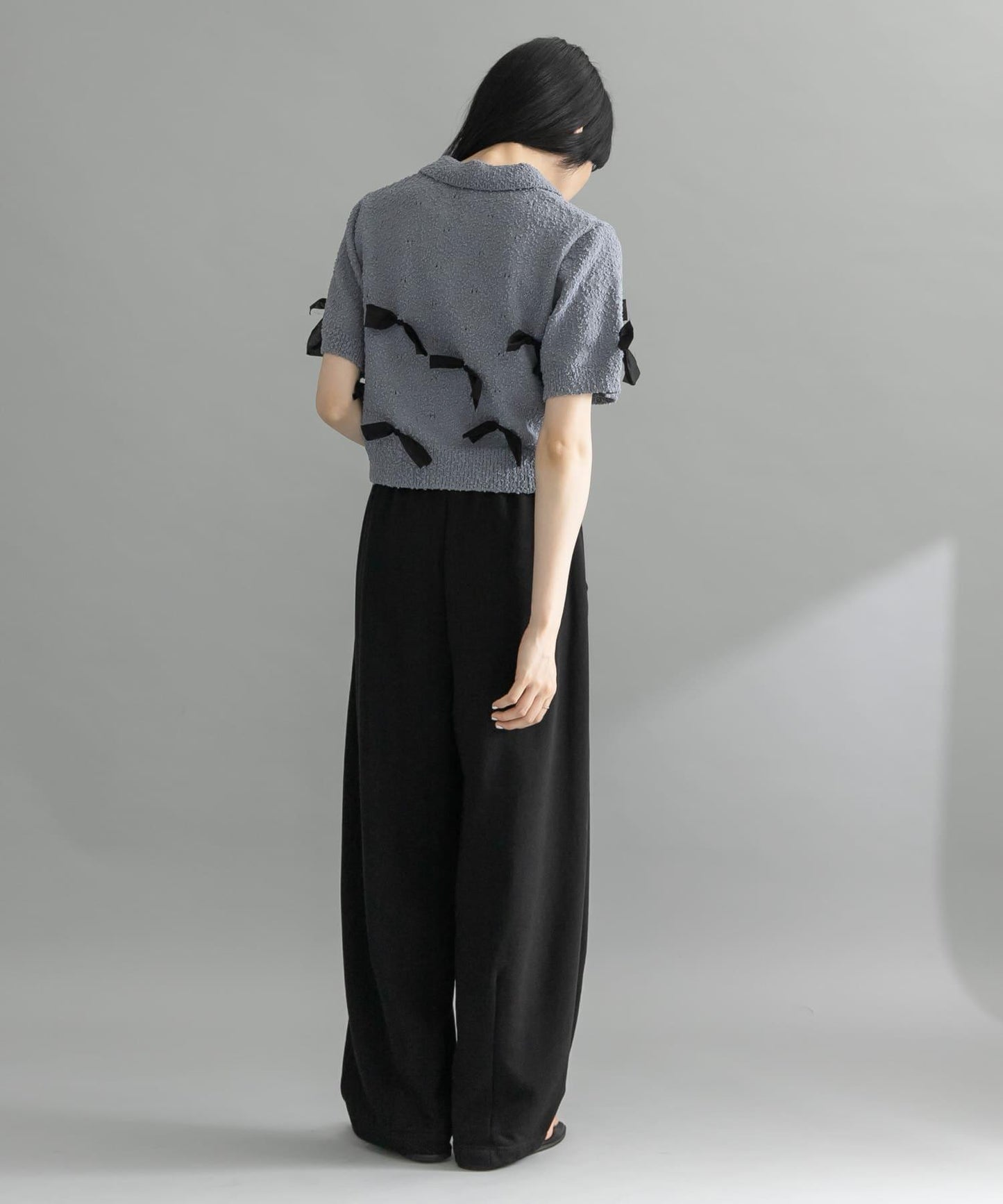 襯衫領蝴蝶結針織衫