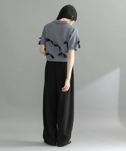 襯衫領蝴蝶結針織衫