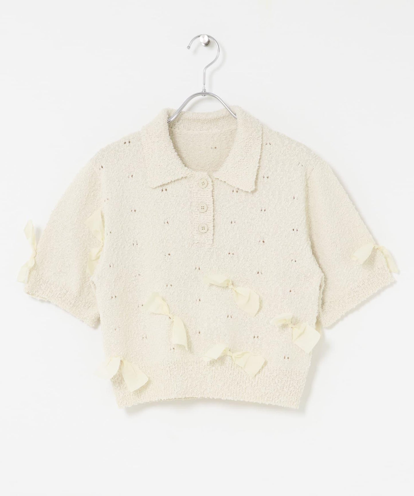 襯衫領蝴蝶結針織衫