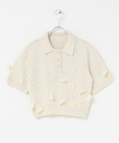 襯衫領蝴蝶結針織衫