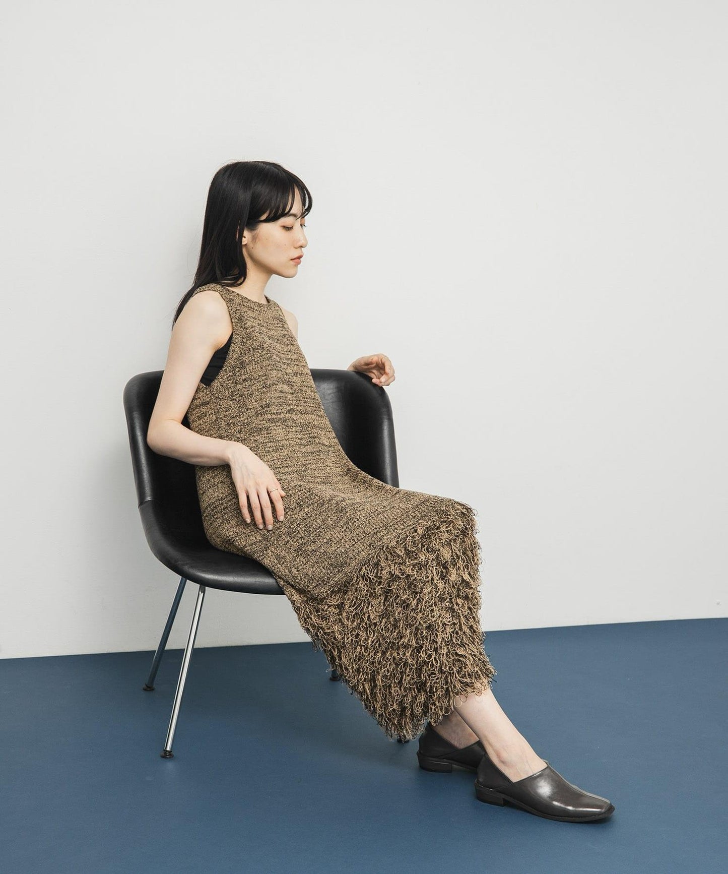 流蘇針織連衣裙