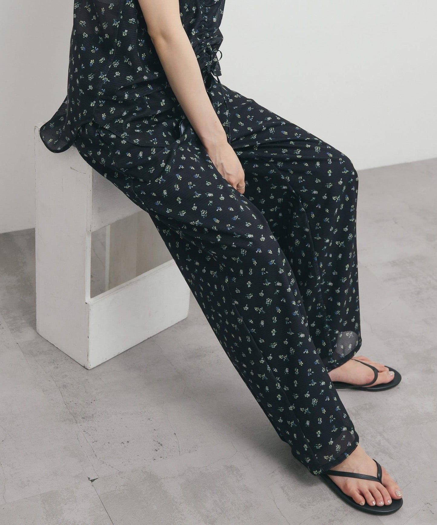 花卉印花網紗褲