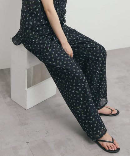 花卉印花網紗褲