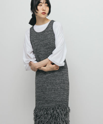 流蘇針織連衣裙